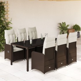 Set de mesa y sillas jardín 7 pzas con cojines ratán PE marrón de , Conjuntos de jardín - Ref: Foro24-3277069, Precio: 946,99...