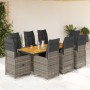 Garden table and 9-piece chair set with gray synthetic rattan cushions. by , Garden sets - Ref: Foro24-3277029, Price: 1,00 €...