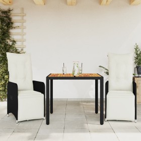 Garden table and 3-piece chair set with black synthetic rattan cushions. by , Garden sets - Ref: Foro24-3277127, Price: 398,7...