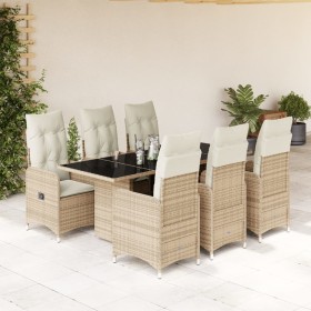 Gartentisch- und Stuhlset, 7-teilig, mit PE-Rattan-Beige-Kissen. von , Gartensets - Ref: Foro24-3277104, Preis: 961,99 €, Rab...