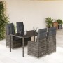 Garden table and 5-piece chair set with gray synthetic rattan cushions. by , Garden sets - Ref: Foro24-3277034, Price: 643,28...