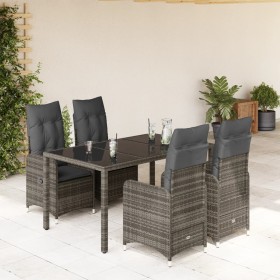 Garden table and 5-piece chair set with gray synthetic rattan cushions. by , Garden sets - Ref: Foro24-3277034, Price: 642,75...