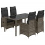 Garden table and 5-piece chair set with gray synthetic rattan cushions. by , Garden sets - Ref: Foro24-3277034, Price: 643,28...