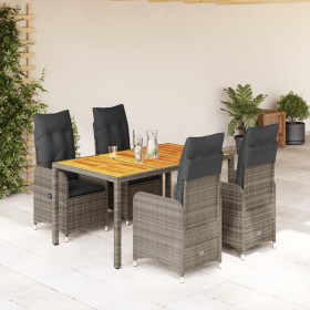 Garden table and 5-piece chair set with gray synthetic rattan cushions by , Garden sets - Ref: Foro24-3277022, Price: 653,06 ...