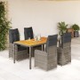 Garden table and 5-piece chair set with gray synthetic rattan cushions by , Garden sets - Ref: Foro24-3277022, Price: 653,06 ...