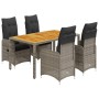 Garden table and 5-piece chair set with gray synthetic rattan cushions by , Garden sets - Ref: Foro24-3277022, Price: 653,06 ...