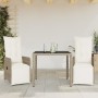 Garden table and 3-piece chair set with brown synthetic rattan cushions. by , Garden sets - Ref: Foro24-3277209, Price: 382,0...