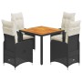 Garden table and 5-piece chair set with black synthetic rattan cushions. by , Garden sets - Ref: Foro24-3276977, Price: 646,7...