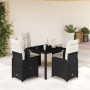 Garden table and 5-piece chair set with black synthetic rattan cushions. by , Garden sets - Ref: Foro24-3276989, Price: 613,3...