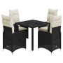 Garden table and 5-piece chair set with black synthetic rattan cushions. by , Garden sets - Ref: Foro24-3276989, Price: 613,3...