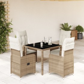 Garden table and 5-piece chair set with beige synthetic rattan cushions. by , Garden sets - Ref: Foro24-3277097, Price: 641,8...