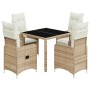 Garden table and 5-piece chair set with beige synthetic rattan cushions. by , Garden sets - Ref: Foro24-3277097, Price: 635,2...