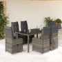 Garden table and 5-piece chair set with gray synthetic rattan cushions by , Garden sets - Ref: Foro24-3277036, Price: 654,26 ...