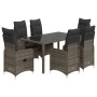 Garden table and 5-piece chair set with gray synthetic rattan cushions by , Garden sets - Ref: Foro24-3277036, Price: 654,26 ...