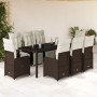 Garden table and chairs set, 9 pieces with brown PE rattan cushions. by , Garden sets - Ref: Foro24-3277192, Price: 1,00 €, D...