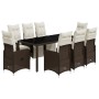 Garden table and chairs set, 9 pieces with brown PE rattan cushions. by , Garden sets - Ref: Foro24-3277192, Price: 1,00 €, D...