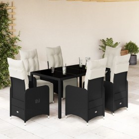 Set de mesa y sillas de jardín 7 pzas y cojines ratán PE negro de , Conjuntos de jardín - Ref: Foro24-3277138, Precio: 942,99...