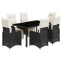 Garden table and chairs set 7 pieces with black PE rattan cushions by , Garden sets - Ref: Foro24-3277138, Price: 942,99 €, D...