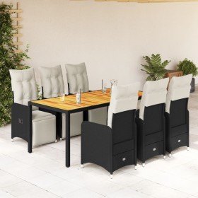 Set de mesa y sillas de jardín 7 pzas y cojines ratán PE negro de , Conjuntos de jardín - Ref: Foro24-3277131, Precio: 996,75...