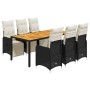 Set de mesa y sillas de jardín 7 pzas y cojines ratán PE negro de , Conjuntos de jardín - Ref: Foro24-3277131, Precio: 967,31...