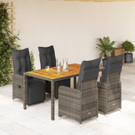 Garden table and 5-piece chair set with gray synthetic rattan cushions by , Garden sets - Ref: Foro24-3277159, Price: 691,99 ...