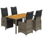 Garden table and 5-piece chair set with gray synthetic rattan cushions by , Garden sets - Ref: Foro24-3277159, Price: 693,92 ...