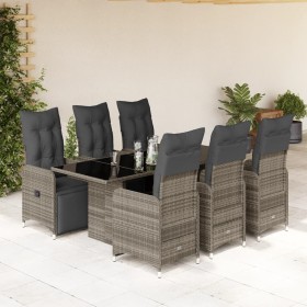 Garden table and 7-piece chairs set with gray synthetic rattan cushions. by , Garden sets - Ref: Foro24-3277171, Price: 1,00 ...