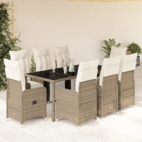 Garden table and chairs set, 9 pieces with brown PE rattan cushions. by , Garden sets - Ref: Foro24-3277214, Price: 1,00 €, D...