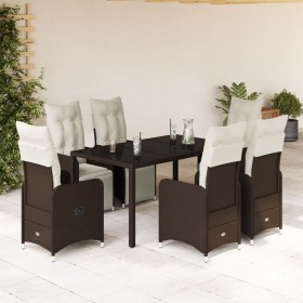 Garden table and chairs set, 7 pieces with brown PE rattan cushions. by , Garden sets - Ref: Foro24-3277190, Price: 969,99 €,...