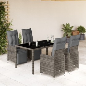 Gartentisch und Stühle 5-teilig und Kissen aus grauem Kunststoff-Rattan von , Gartensets - Ref: Foro24-3277167, Preis: 701,99...