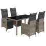 Garden table and 5-piece chair set with gray synthetic rattan cushions by , Garden sets - Ref: Foro24-3277167, Price: 701,99 ...