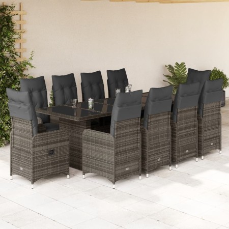 Gartentisch- und Stuhlset 11-teilig mit grauen PE-Rattan-Kissen. von , Gartensets - Ref: Foro24-3277282, Preis: 1,00 €, Rabat...