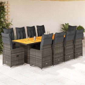 Garden table and chairs set 11 pieces with gray PE rattan cushions by , Garden sets - Ref: Foro24-3277294, Price: 1,00 €, Dis...