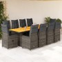 Garden table and chairs set 11 pieces with gray PE rattan cushions by , Garden sets - Ref: Foro24-3277294, Price: 1,00 €, Dis...