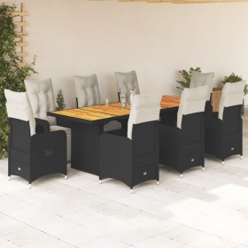 Garden table and chairs set 9 pieces with black PE rattan cushions by , Garden sets - Ref: Foro24-3277289, Price: 1,00 €, Dis...