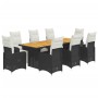 Set de mesa y sillas de jardín 9 pzas y cojines ratán PE negro de , Conjuntos de jardín - Ref: Foro24-3277289, Precio: 1,00 €...