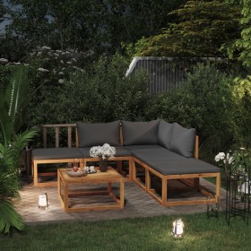 Garden furniture set, 6 pieces with solid acacia wood and cushions. by , Garden sets - Ref: Foro24-3098663, Price: 528,93 €, ...