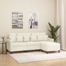 Sofá de 3 plazas con taburete de terciopelo crema 180 cm de , Sofás - Ref: Foro24-3201115, Precio: 349,99 €, Descuento: %