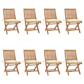 Folding garden chairs 8 pcs solid teak wood with cushions by , Garden chairs - Ref: Foro24-3072863, Price: 728,80 €, Discount: %