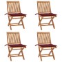 Folding garden chairs 4 pcs solid teak wood with cushions by , Garden chairs - Ref: Foro24-3072816, Price: 366,42 €, Discount: %