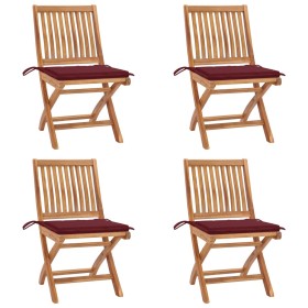 Folding garden chairs 4 pcs solid teak wood with cushions by , Garden chairs - Ref: Foro24-3072816, Price: 366,42 €, Discount: %