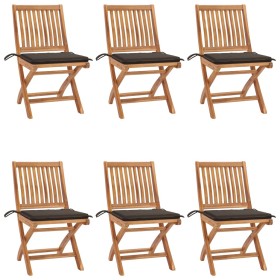 Folding garden chairs 6 pcs solid teak wood with cushions by , Garden chairs - Ref: Foro24-3072842, Price: 504,13 €, Discount: %