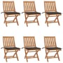 Folding garden chairs 6 pcs solid teak wood with cushions by , Garden chairs - Ref: Foro24-3072842, Price: 547,27 €, Discount: %