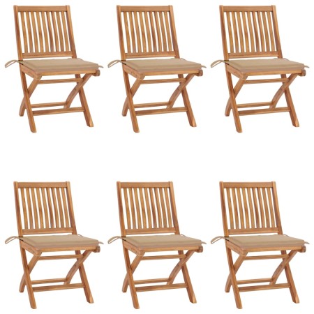 Faltbare Gartenstühle, 6 Stück Massivholz Teak mit Kissen. von , Gartenstühle - Ref: Foro24-3072837, Preis: 514,92 €, Rabatt: %