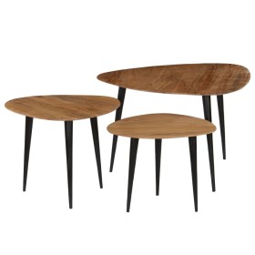 Set of 3 solid acacia wood coffee tables by , Coffee table - Ref: Foro24-246062, Price: 128,21 €, Discount: %