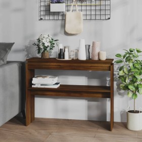 Oak brown plywood console table 102x30x80 cm by , Side tables - Ref: Foro24-815221, Price: 57,14 €, Discount: %