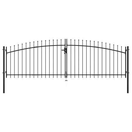 Double gate for fence with spear tips 400x150 cm by , garden gates - Ref: Foro24-144360, Price: 250,01 €, Discount: %