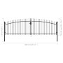 Double gate for fence with spear tips 400x150 cm by , garden gates - Ref: Foro24-144360, Price: 250,01 €, Discount: %