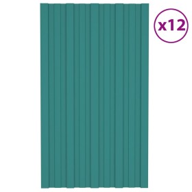 Galvanized green steel roof panel, 12 units, 80x45 cm. by , Ceiling - Ref: Foro24-317199, Price: 54,29 €, Discount: %