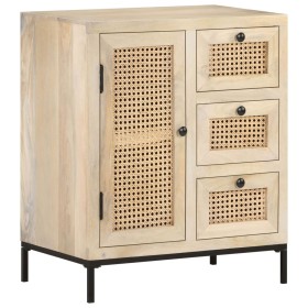 Solid mango wood and natural cane sideboard 60x35x70 cm by , Sideboards - Ref: Foro24-323508, Price: 298,85 €, Discount: %